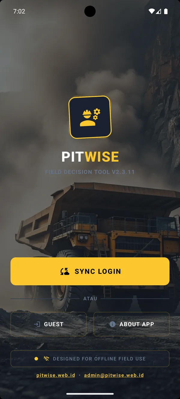 Layar login PITWISE