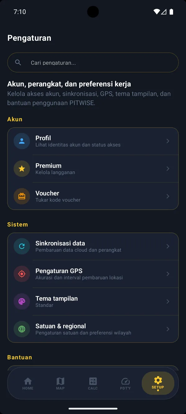 Pengaturan aplikasi