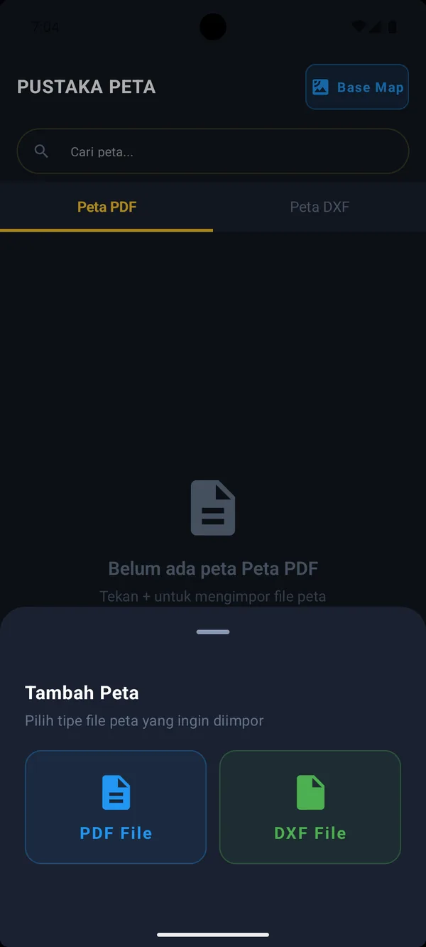 Menambah peta PDF atau DXF